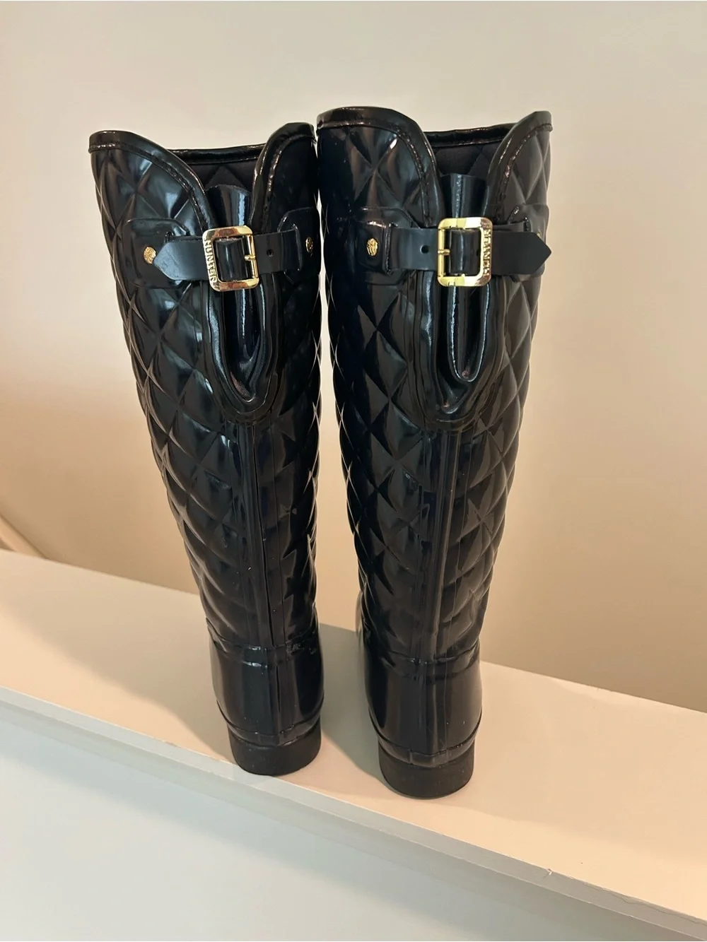 Hunter (8)  Quilted Tall Rain Boots in Black
